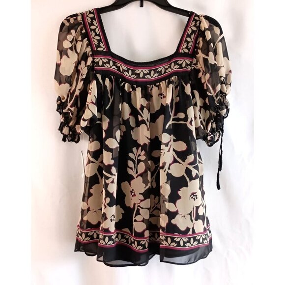 Nicole Miller Peasant Blouse NWT Square Neck Flowy Lined Size 8 Polyester - Picture 2 of 6